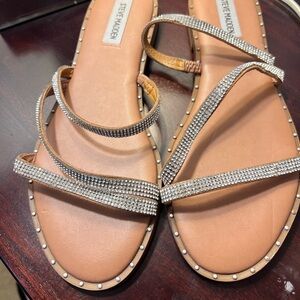Steve Madden Tan Sandals with Silver Accents